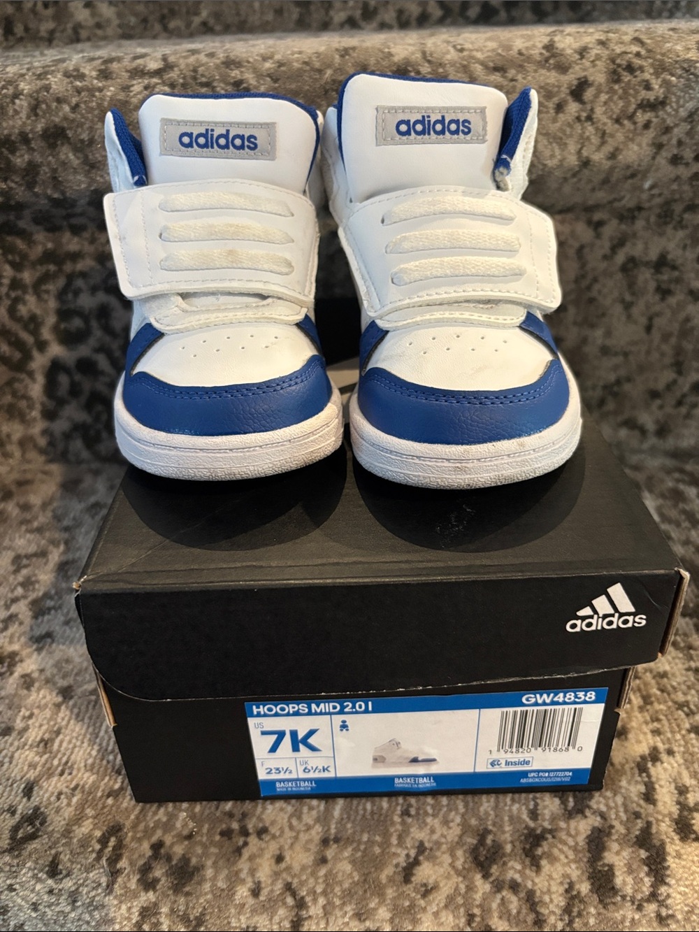 adidas Hoops mid 2.0 Kids White and Blue Mid-Top Sneakers